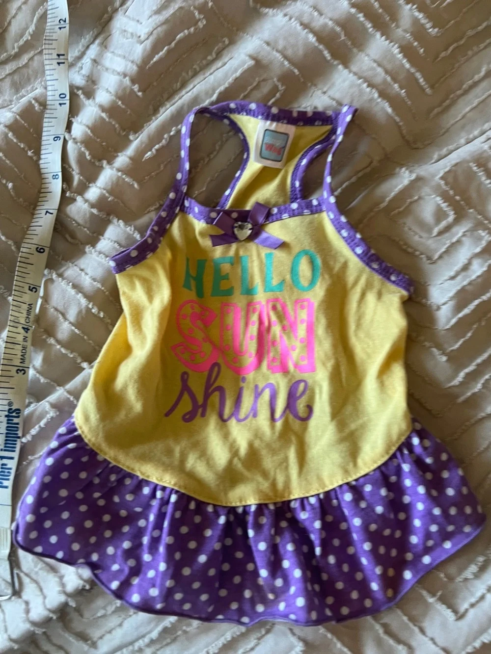 Dog Hello Sunshine Yellow & Purple Polka Dot Sundress